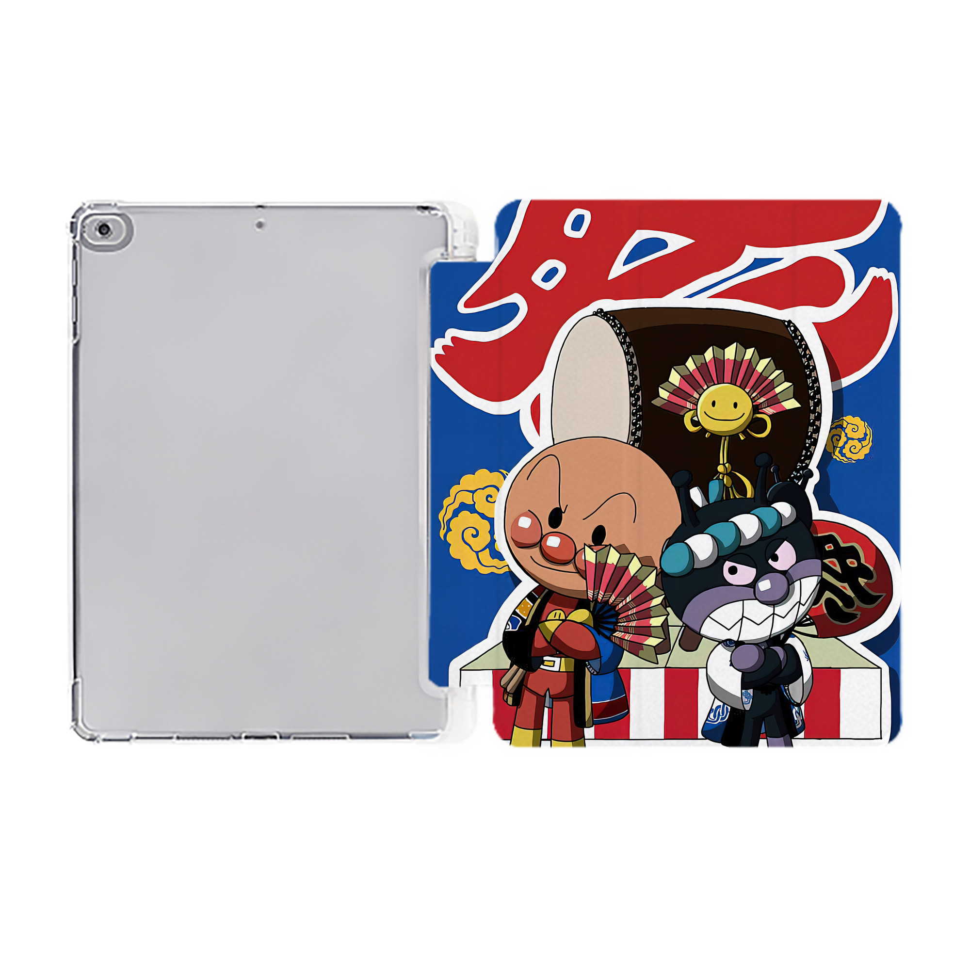（画像用） アンパンマン Anpanman IPad ケース ペン収納付き 三つ折りスタンド PUレザー×シリコン 対応機種9.5/10.5/10.9インチ